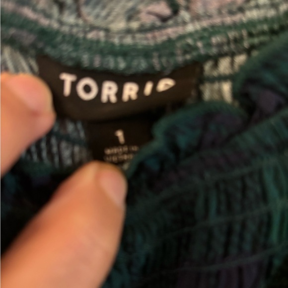 Plaid Tartan Forest Green and Blue Off-the-shoulder Dark Academia XL Dress - Picture 5 of 6